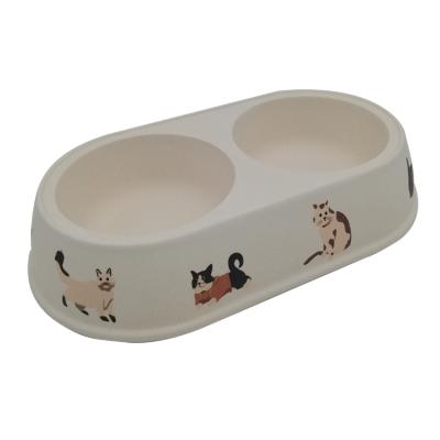 China Wholesale 2030103 Non-automatic Bamboo Fiber Pet Bowls Double Pet Bowls For Dogs And Cats for sale