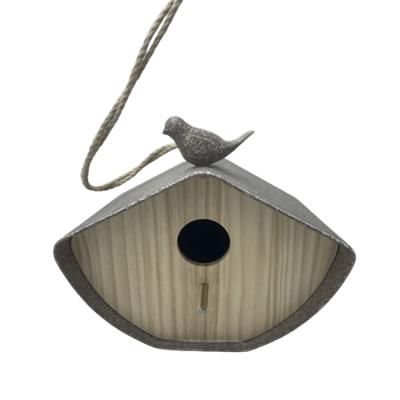 China 2080104 Outdoor Fiber Bird House Shape Sustainable Bamboo Cage White For Cheap Sale for sale