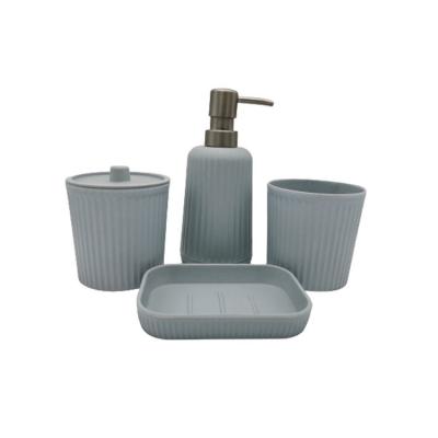 China 2091101 Low Sustainable Bamboo Fiber Gray Home Moq Four-Piece Cheap Deco Bathroom Set for sale