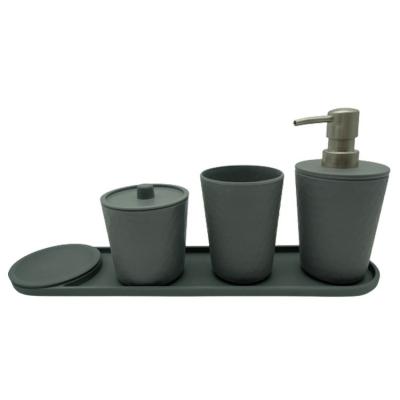 China Sustainable Hot Selling 2091105 Items Matte Black Bamboo Fiber And Bathroom Accessories Full Sets for sale