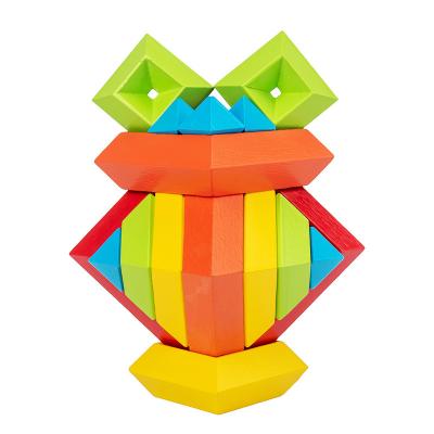 China Shaping Montessori Educational Toys For Children Wooden Creative Pyramid Building Block The Wooden Toys for sale