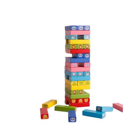 China Wholesale Creative Wooden Stack Children Educational Toy 54 Pcs Wooden Tower Stacked High Board Games Toys for sale