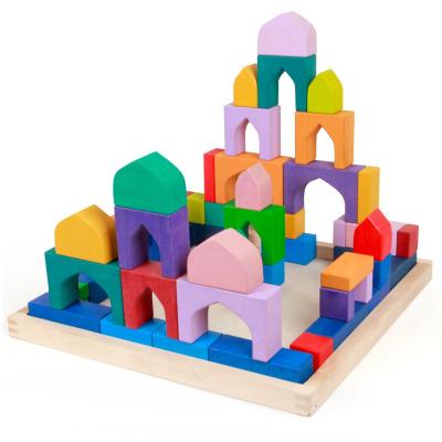 China Big Blocks Rome Educational Wooden Rainbow Arch Wooden Toys Night 1001 Stacking Blocks Kids Toys for sale