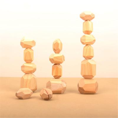 China DIY TOY Logs Stacked Stone Wooden Childhood Early Childhood Stacked Stone INS Wind Wooden Toy Building Block 16 pcs for sale