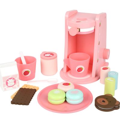 China Educational Toys Kitchen Toys New Design Pretend Play Toys For Children Diy Wooden Toy Coffee Machine for sale