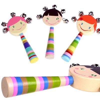 China Wooden Stick Shaker Rattle Baby Infant Gift Activity Bell Toy Kid Pram Crib Handle Toy New Colorful Cartoon Baby Rainbow Educational Rattle for sale