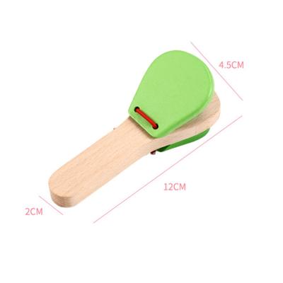 China Educational Percussion Wooden Handle Toy 1PC Castanets Clapping Board for Baby Musical Instrument Kindergarten Early Educational Study Toys for sale