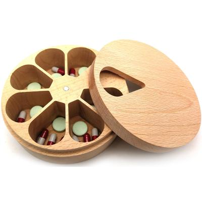 China Around the World Wooden Compartment Case Pill Medicine Tablet Dispenser Weekly Dividers Storage 7 Day Pill Box Kitchen Spice Containers for sale