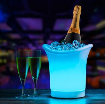 China Sustainable LED Ice Bucket 7 Colors Gradient Changing Luminous Plastic Champagne Wine Drinks Cooler Bucket for sale