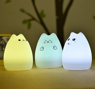 China Rechargeable Portable Cute Soft Silicone LED Cat Night Lamp , USB Rechargeable Kids Night Light for sale