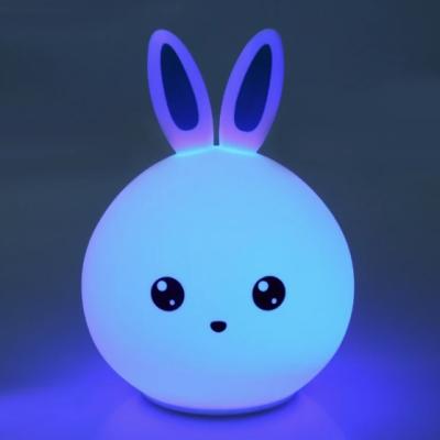 China Rechargeable Colorful Cute Christmas Lights Rabbit LED Table Lamp , Silicone Night Lights Book Lamp for sale