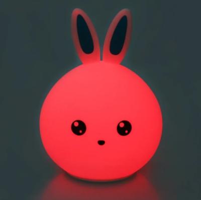 China Colorful Light Induction Rechargeable Creative Rabbit LED Night Light Children's Silicone Sleep Lamp for sale