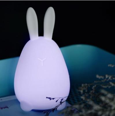 China USB Rechargeable LED Silicone Induction Colorful Night Lamp Novelty Rabbit Night Light Creative Rabbit Slap Lamp for sale