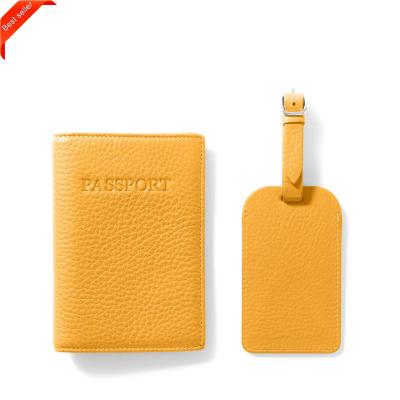 China Normcore/New Design PU Passport Holder Slim Baggage Tag Travel Gift Set Minimalist Custom Leather Holder Cover for sale