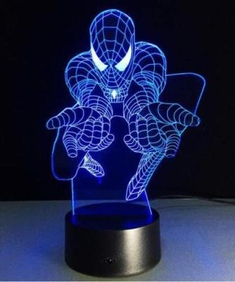 China Modern Spiderman 3D Table Lamp Optical Illusion Bulb Night Light 7 Colors Changing LED Vision Creative Decoration for sale