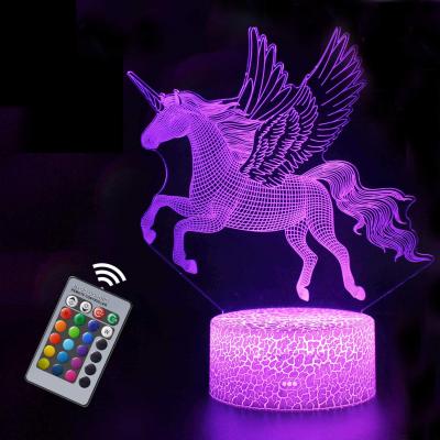 China Contemporary Unicorn Gift Unicorn Night Lamp 3D Light 7 Colors Change With Remote Holiday And Birthday Gift Ideas For Kids for sale