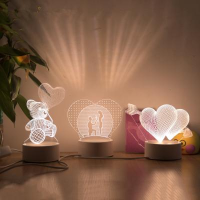 China Modern Creative 3D Table Lamp LED Optical Illusion Light For Christmas Gift Bedroom Decoration 3D Acrylic Night Light for sale