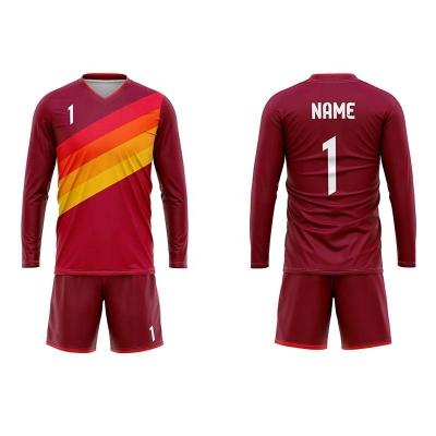 China Wholesale Smooth Breathable Elastic Long Sleeve Soccer Uniforms Custom Kids / Man Soccer Uniforms Red / Black Custom White for sale