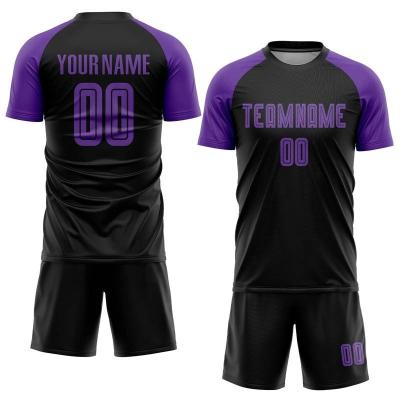 China Custom Striped Soccer Uniform Purple Color Youth Soccer Uniforms Moisture Absorption Perspiration For Men/Kids for sale