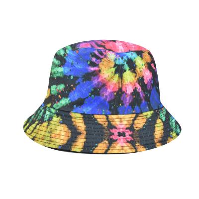 China GoodsBeauty Fashion Bucket Tie Dye Bucket Hat Wholesale Outdoor Fisherman Hat Double-Sided Wearing Designed Adult Reversible Hat for sale