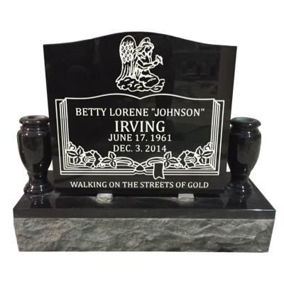 China Modern American Standard Pattern Black Granite Headstones for sale