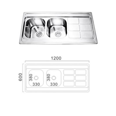 China Without Double Tap 1200x600mm BOWL STAINLESS STEEL KITCHEN SINK WASTE DRAINER for sale