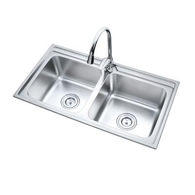 China With Faucet Stainless Steel Double Bowl Kitchen Sink for sale