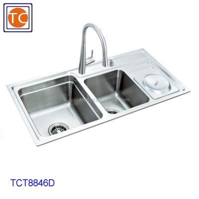 China Without Faucet Size 880x460x230mm Built-in Drainer Kitchen Sink for sale