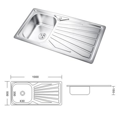 China Without Faucet 1000x500mm Philippines Kitchen Sink Cheap Design for sale