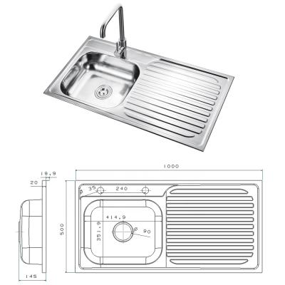 China Without Faucet Inset Polish Stainless Steel Kitchen Sinks With Drainer For Chile And Peru Market for sale