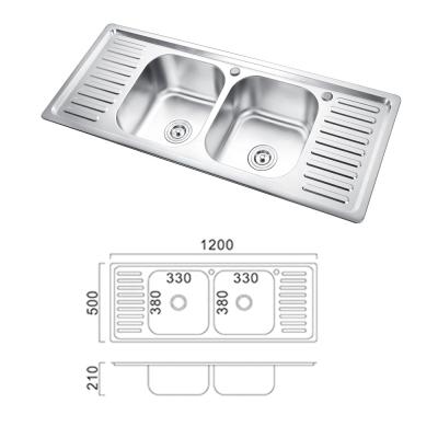 China Without Faucet Stainless Steel Double Sink Bowl With Drainer for sale