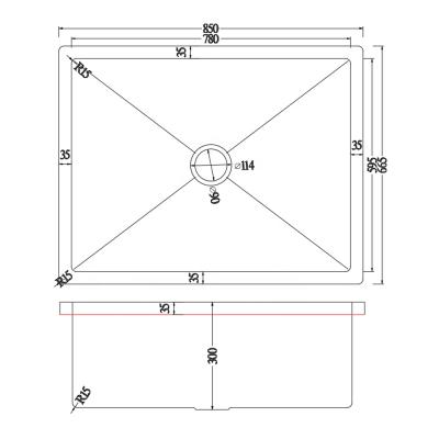 China Without Faucet 850x670mm Large Bowl Stainless Steel Industrial Single Bowl Sink For Commercial Use for sale