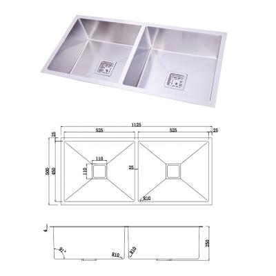 China With Faucet Double Bowl Handmade Kitchen Sinks for sale