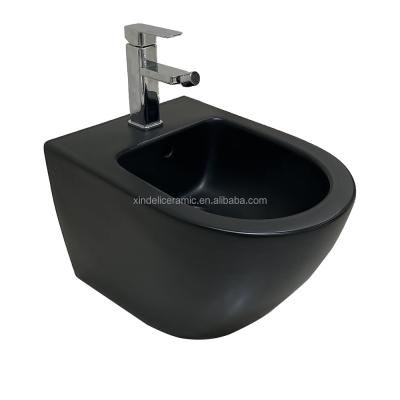 China Matte Black Colored Modern Round Wall Hung Toilet Bidet for Women Washing for sale