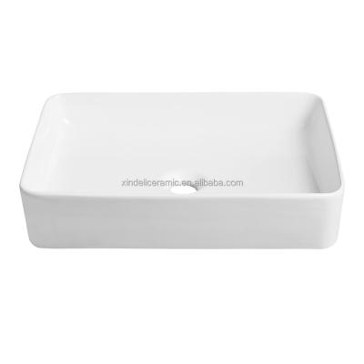 China New Design Modern Ceramic Bathroom Basin Rectangular Shape Hand Wash Basin White Stand Up Bathroom Sink for sale