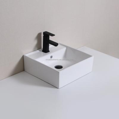 China Hotel Supplier Good Quality Modern Square Hand Bathroom Single Hole Art Wash Basin for sale