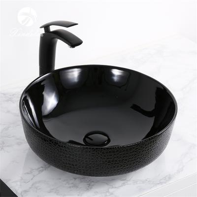 China Round Table Top Modern Black Top Art Promotion Artistic Basin Bath Sink for sale