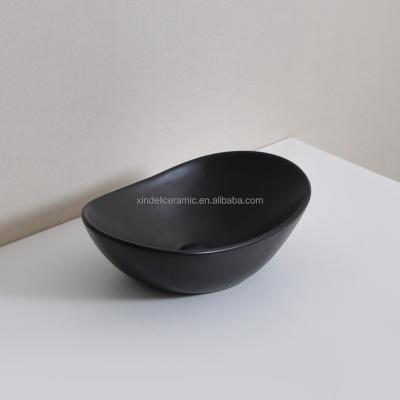 China European Standard Modern Sanitary Ware Customized Color Art Hand Wash Basin Bathroom Ceramic Matte Black Ceramic Sinks Oval for sale