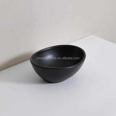 China Chaozhou Table Top Bathroom Vessel Sink Art Basin Matt Black Hand Oval Ceramic Wash Basin Modern Small Sanitary Ware Black Color for sale