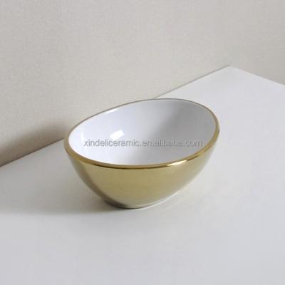 China Small Bathroom Vanity Sink Gold Color Gold Basin Price Modern Ceramic Luxury Bathroom Design for sale