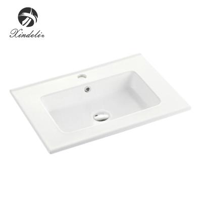 China Modern low price rectangle shape cabinet bathroom vanity sinks small size art decorated washbasin for sale