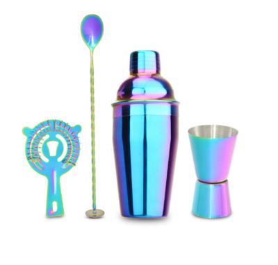 China WS-SET04 Versatility Rainbow Cocktail Shaker Set Bartender Cocktail Shaker Sets Stainless Steel Cocktail Shaker Set for sale