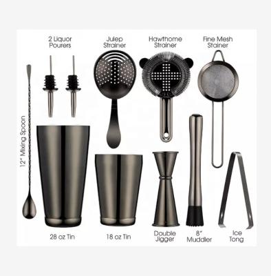 China Viable 11 PIECE Cocktail Shaker Set Stainless Steel Shaker Set Boston Shaker Set for sale