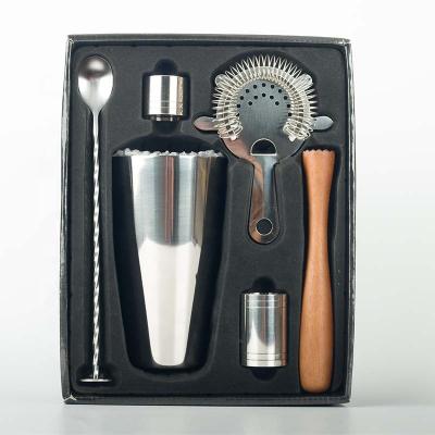 China Sustainable 7 PCS Stainless Steel Cocktail Shaker Set Black Bartender Cocktail Shaker Set Bar Tools for sale