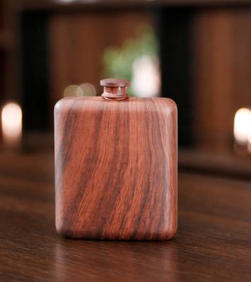 China Gift / Drinking Style Wooden Hip Flask 6oz Stainless Steel Wooden Hip Flask for sale