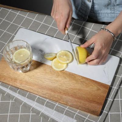 China Sustainable Acacia Wood Half Acacia Marble Cutting Board Wooden Half Serving Board for sale