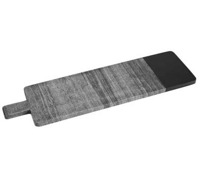 China Acacia Wood Marble and Wood Cheese Board Long Length and Marble Cutting Board Sustainable Cheese Board for sale