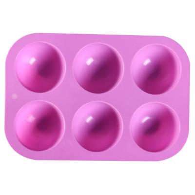 China Viable Heat Resistant Silicone Chocolate Mold Cake Baking Pan Decorative Fondant Cake Tool 6-Cavity Semi Sphere Silicone Cake Mold for sale