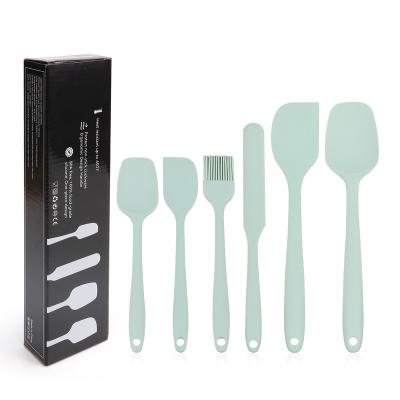 China Sustainable Cooking and Mixing Utensils Set Spatula Heat Resistant Kitchen Utensil Set 6 Piece Non-Stick Silicone Spatula Set with Oil Brush for sale