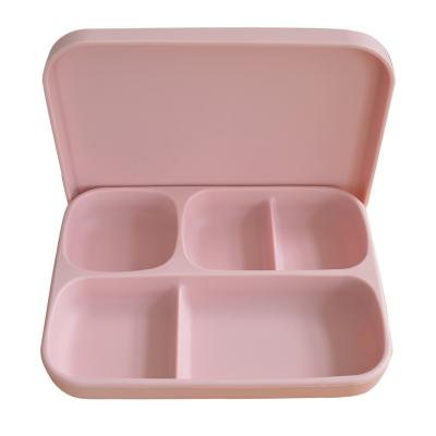China Contemporary Amazon Style Baby Training Tableware Five Separation Children Dining Dish Silicone Dish Cover For Child for sale